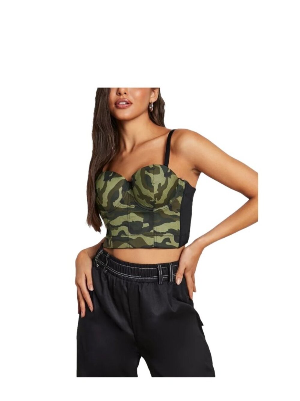 Giorgia Camo Bustier Green Size L NWT Retro Y2K Festival Summer Vacation Casual